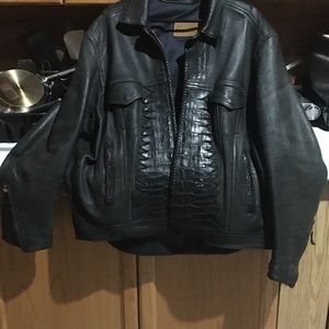 Vintage Sheriff made in Quebec genuine leather alligator style jacket mens